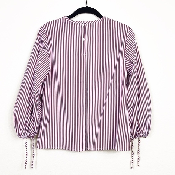 NWT Express Striped Keyhole Ruched Sleeve Top XS - Picture 6 of 8